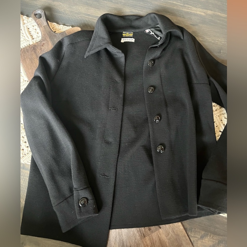 Creeds Vintage Black Wool Sweater jacket size 6 or 8 Like New